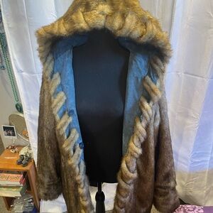 Luxurious Brown Faux Fur Coat